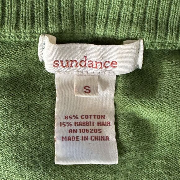 Sundance Catalog V Neck Pullover Sweater 1/4 Button Front Green S bv - Picture 4 of 5